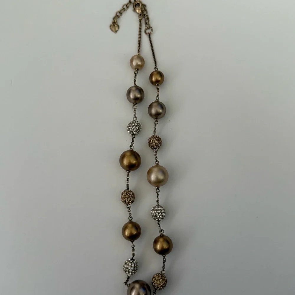 Y2K Carolee Gold-Tone Pearl & Crystal Bead Necklace